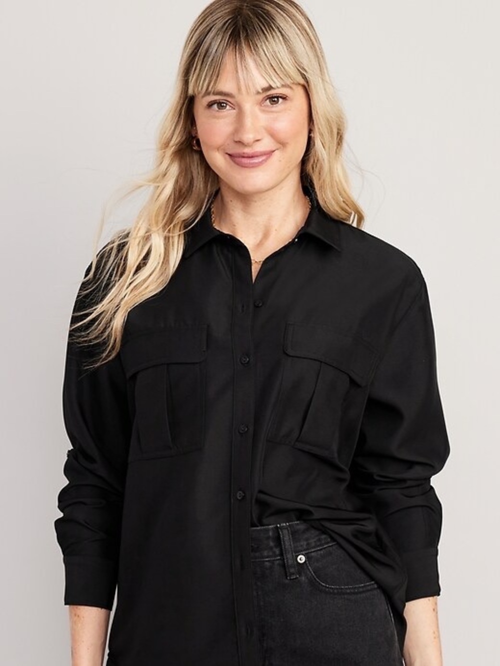 Old Navy Classic Black Button-Up Utility Shirt